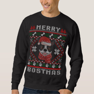Boston Terrier Christmas Santa Ugly Sweater Dog Lo