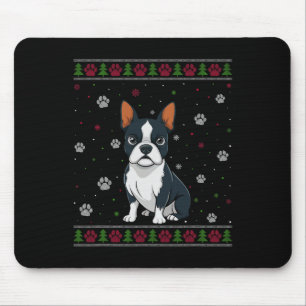 Boston Terrier Christmas Sweater Xmas Pet Animal D Mouse Pad