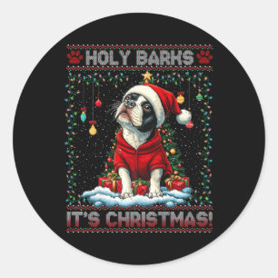 Boston Terrier Christmas Tree Decorations Dog Love Classic Round Sticker