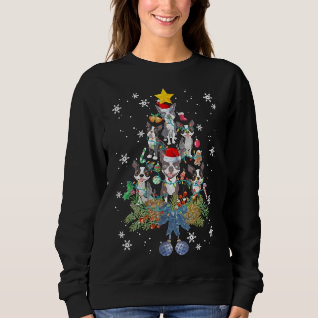 Boston Terrier Christmas Tree Ornament Christmas D Sweatshirt (Front)