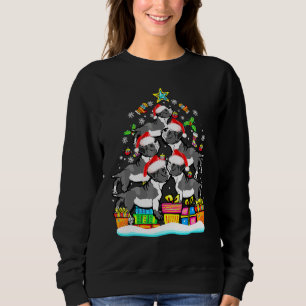 Boston Terrier Christmas Tree Santa Hat Decoration Sweatshirt