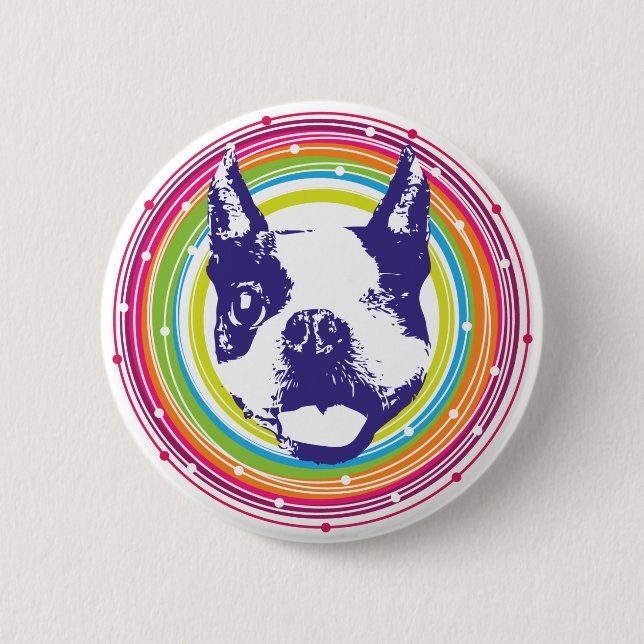 Boston Terrier - Colourful Circles 6 Cm Round Badge (Front)