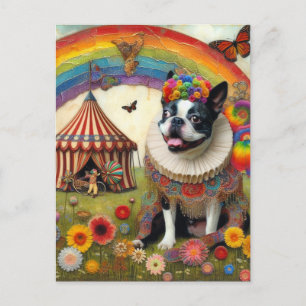 Boston Terrier Colourful Circus  Postcard