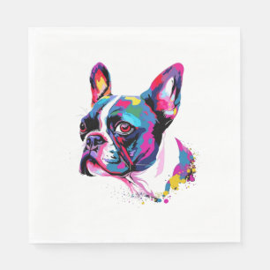 Boston Terrier Colourful  Napkin