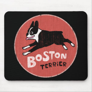 Boston Terrier Cool Retro Style Mouse Pad