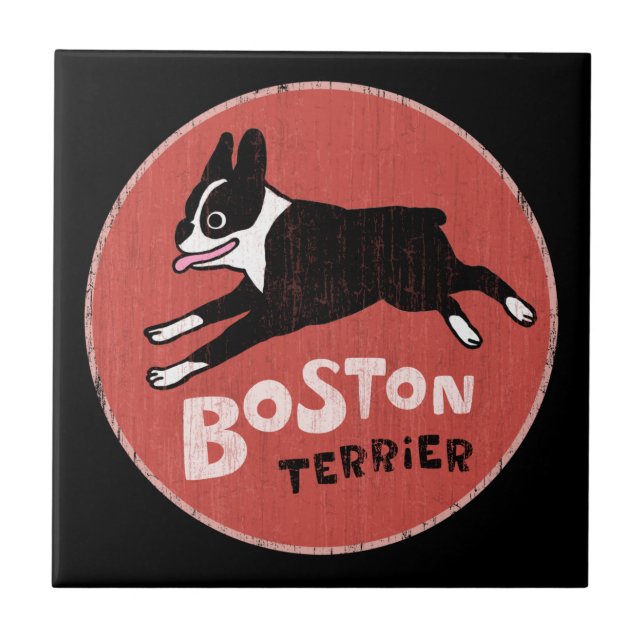 Boston Terrier Cool Retro Style Tile (Front)