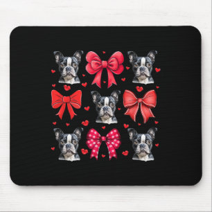 Boston Terrier Coquette Bow Puppy Dog Mom Valentin Mouse Pad