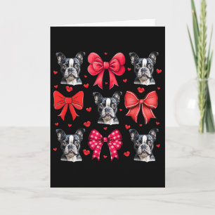 Boston Terrier Coquette Bow Puppy Dog Mum Valentin Card
