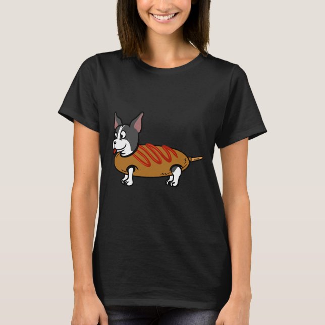 Boston Terrier Corn Dog T-Shirt (Front)