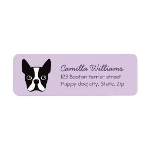 Boston terrier custom colour background return address label