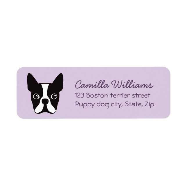 Boston terrier custom colour background return address label (Front)