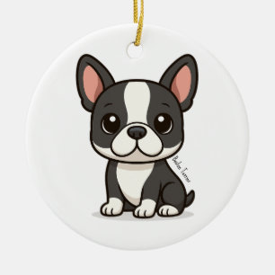 Boston Terrier Custom Name Ceramic Ornament