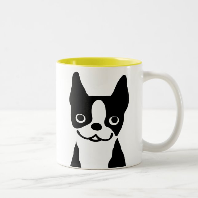 Boston Terrier - Cute Cartoon Dog Design Two-Tone Coffee Mug (Right)