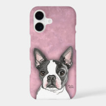 Boston Terrier cute dog cell phone case pink