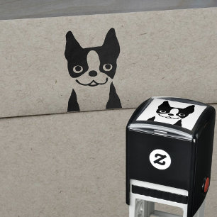 Boston Terrier Cute Dog Face Self-inking Stamp