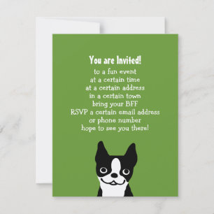 Boston Terrier - Cute Dog with Custom Text Invitation