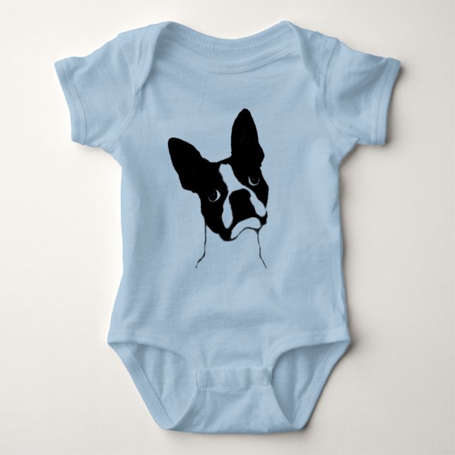 Boston Terrier- cute face Baby Bodysuit (Front)
