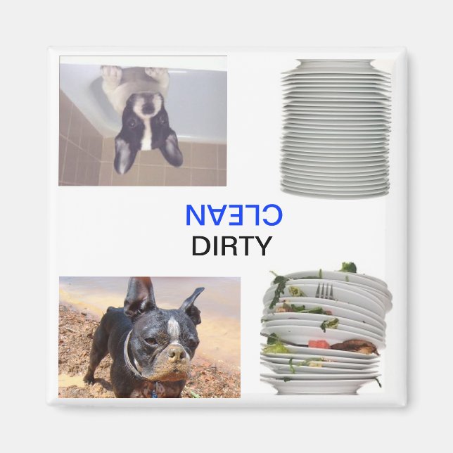 Boston Terrier Dirty/Clean Dishewasher Magnet (Front)