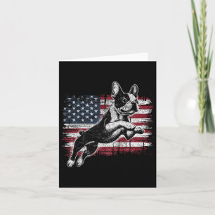 Boston Terrier Dog American Flag 4th Of July Patri Card