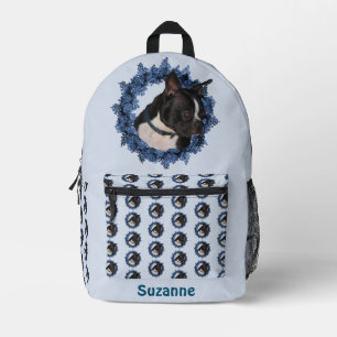 Boston Terrier Dog Animal Pattern Personalised Printed Backpack