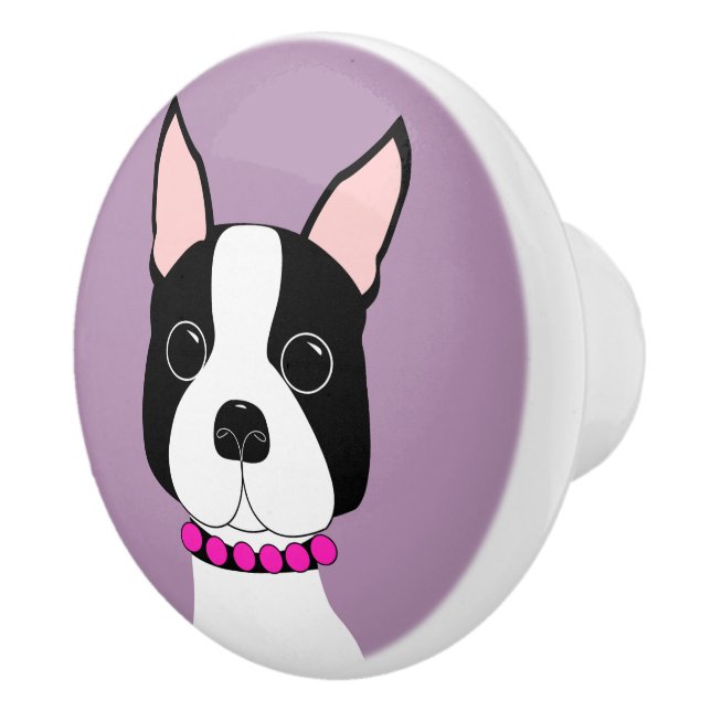 Boston Terrier Dog Art Drawer Knob (Right)