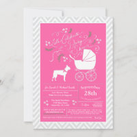 Boston Terrier Dog Baby Shower Pink Girl