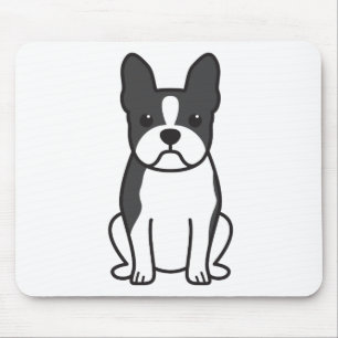 Boston Terrier Dog Cartoon Mouse Pad