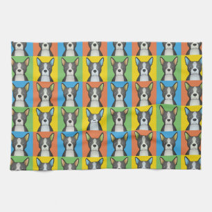 Boston Terrier Dog Cartoon Pop-Art Tea Towel