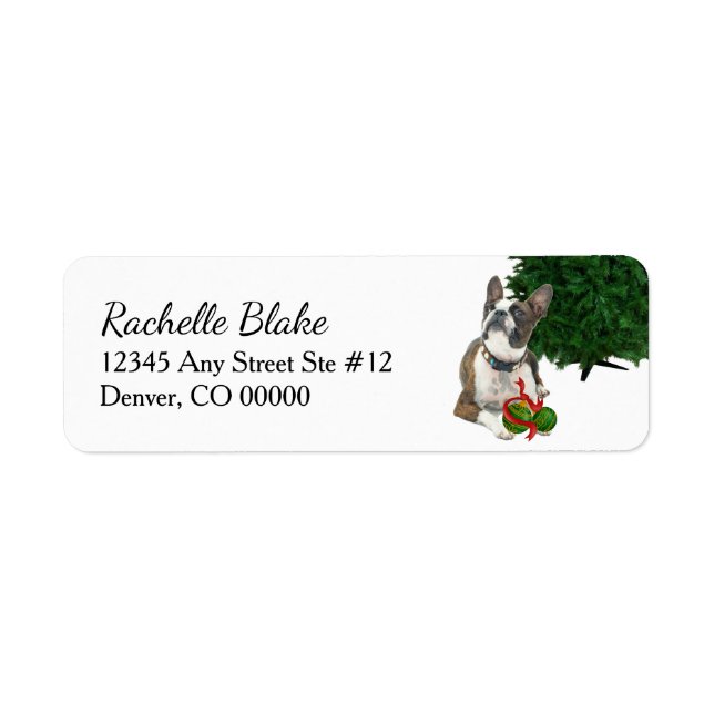 Boston Terrier Dog Christmas Bulbs Return Address Label (Front)