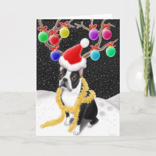 Boston Terrier Dog Christmas Card