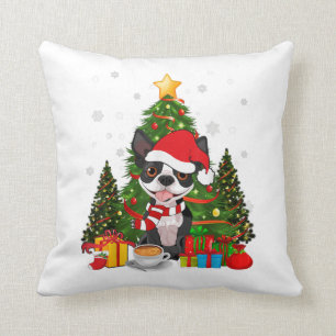 Boston Terrier Dog Christmas Is Gift Coffee Light Cushion