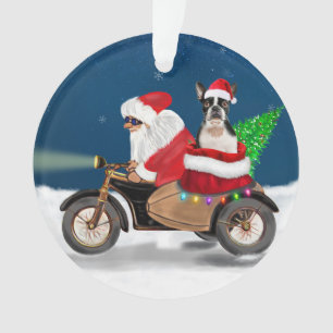 Boston Terrier Dog Christmas Santa Claus   Ornament