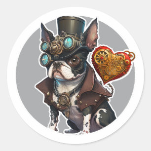 Boston Terrier Dog Classic Round Sticker
