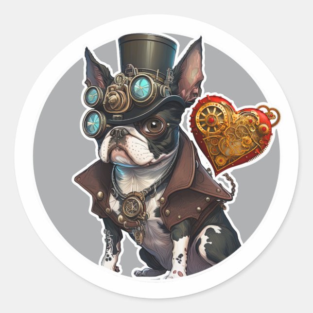 Boston Terrier Dog Classic Round Sticker (Front)