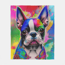 Boston Terrier Dog Colourful Paint Splash