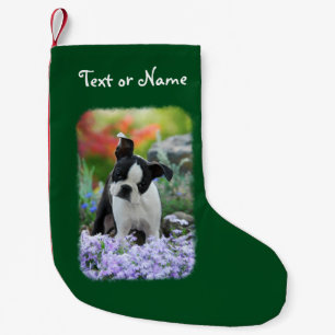 Boston Terrier Dog Cute Puppy Personalised Santa Small Christmas Stocking
