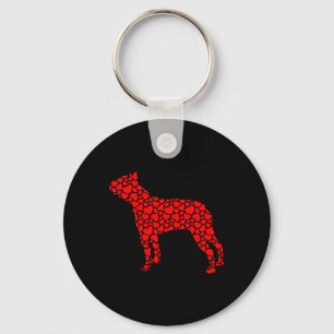 Boston Terrier Dog Cute Silhouette Heart Valentine Key Ring