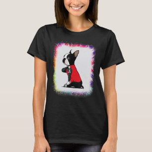 Boston Terrier Dog Dad Mum Boy Girl Tie Dye Bleach T-Shirt
