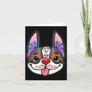 Boston Terrier Dog Day Of The Dead Sugar Skull Dog Card