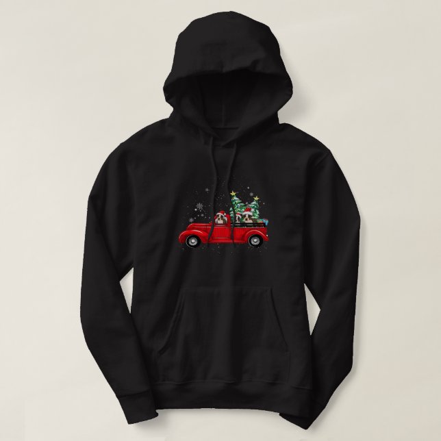 Boston Terrier Dog Driving Xmas Truck Christmas Hoodie (Design Front)