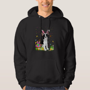 Boston Terrier Dog Easter Egg Hunt Bunny Ear Happy Hoodie