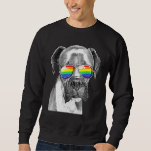 Boston Terrier Dog Gay Pride Flag Sunglasses Lgbt Sweatshirt