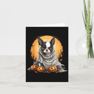 Boston Terrier Dog Ghost Funny Halloween Pumpkin Card