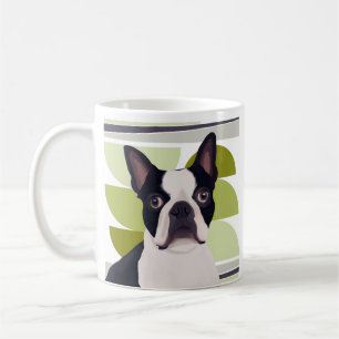 Boston Terrier Dog – Green Geometric Coffee Mug