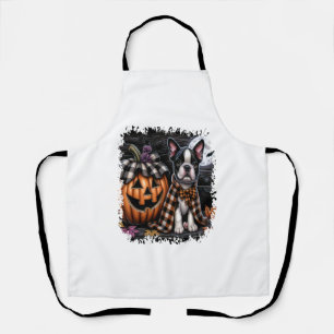 Boston Terrier Dog Halloween Apron