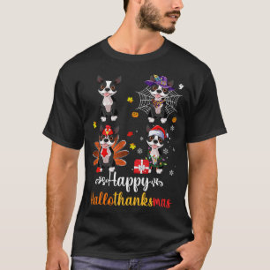 Boston Terrier dog Halloween Christmas Happy Hallo T-Shirt
