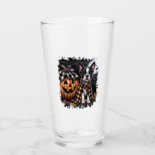 Boston Terrier Dog Halloween Glass