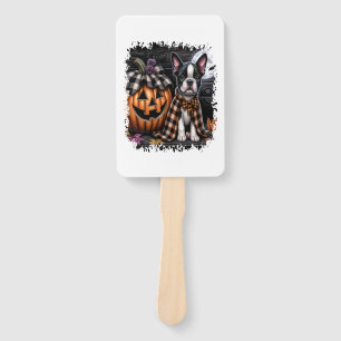 Boston Terrier Dog Halloween Hand Fan