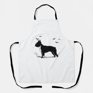 Boston Terrier Dog � Halloween Moon Silhouette Ove Apron