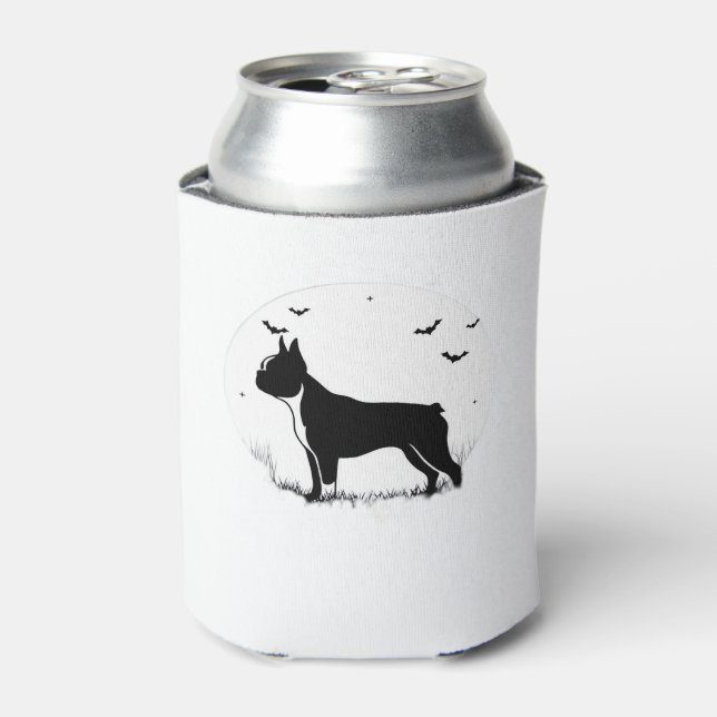 Boston Terrier Dog � Halloween Moon Silhouette Ove Can Cooler (Can Front)